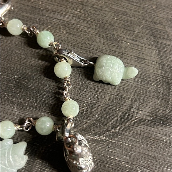 Jade & 925 Sterling Silver Charm Bracelet - Luck & Fortune Theme - Picture 2 of 7